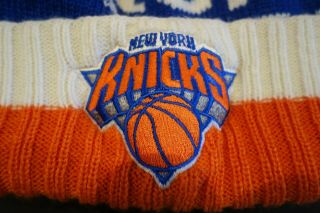 adidas NBA York Knicks Cuffed Knit Hat Beanie Cap Pom Winter Orange Blue 2