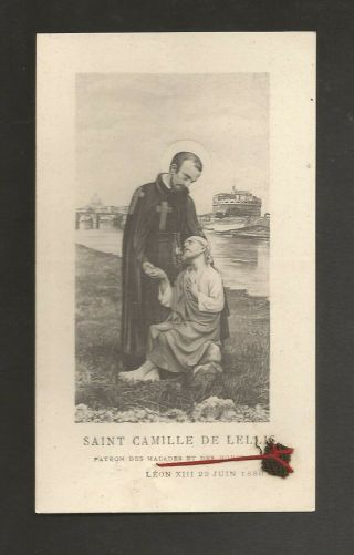 Relic Holy Card With Wax Seal St.  Camille De Lellis