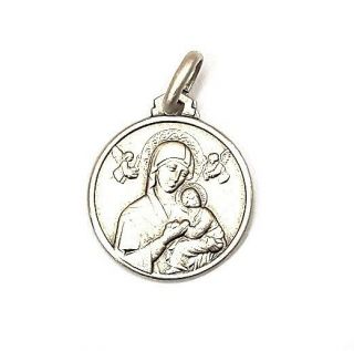 16mm Sterling Silver 925 Our Lady Of Perpetual Help Medal Pendant Charm - Italy