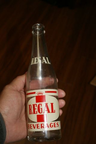 Rare Regal Beverages 12 Oz.  Acl Soda Pop Bottle Hull Quebec Canada