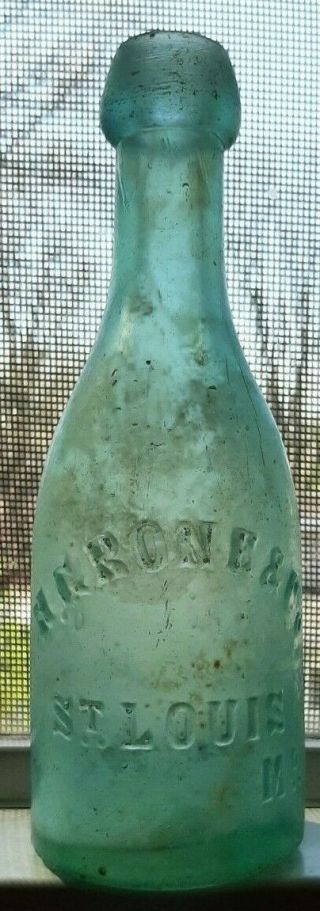 1850s H Grone Iron Pontil Long Neck Blob Top Soda St Louis Missouri