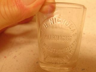 Antiquevintage Rare J.  H.  Nicholas Pharmacist Cincinnati Oh Dose Cup/shot Glass