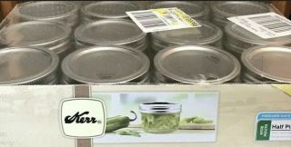 Kerr Wide Mouth Half - Pint Canning Mason Jars Lids & Bands Clear Glass 8oz 12/box