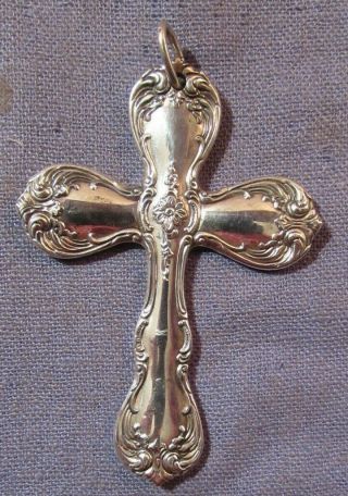 Vintage Towle Sterling Silver Large Cross Pendant 2 1/2 Inches 21 Gram