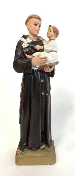 Vintage Columbia Statuary Saint Anthony Baby Jesus Chalkware Statue Italy 13”