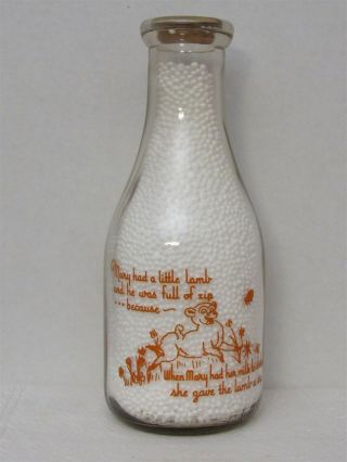 TRPQ Milk Bottle Weaver Weaver ' s Dairies Malvern PA Rhyme Mary Had A Little Lamb 2