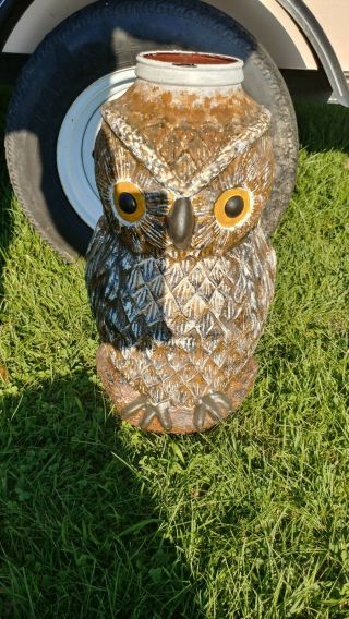 The Wise Old Owl Large Painted Glass Bank Store Display Lamp Base Look