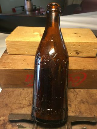 1913 Morgantown,  W.  Va.  Amber Shoulder/base Script Coke Straight Side Bottle 4 - 02