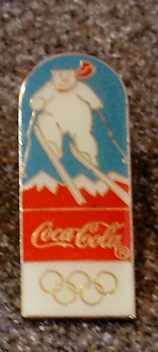 1998 Coca Cola Nagano Olympic Pin Coke Polar Bear Freestyle Skiing Set 1994 Larg