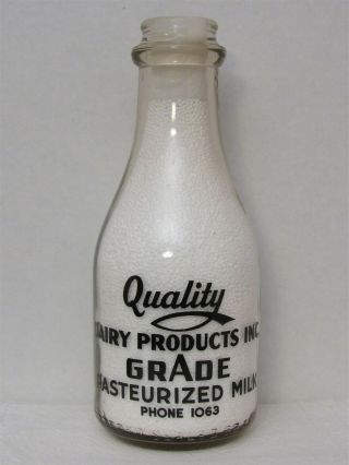 Trpq Milk Bottle Quality Dairy Products Inc Lynchburg Va 1945 War Slogan Var 3