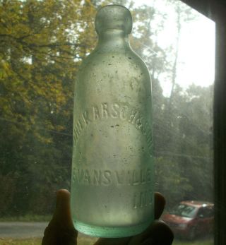Evansville,  Ind John Karsch & Sons 1880s Dug Blob Hutch Soda Bottle