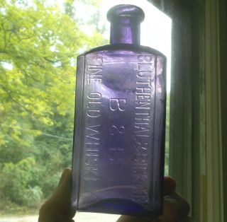 Blumenthal & Bickart B&b Fine Old Whiskey Amethyst 1890s 1/2 Pint Pre Pro Bottle