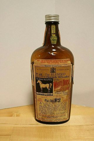 Vintage White Horse Blended Scotch Whiskey Empty Bottle Scotland,  Uk