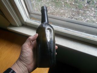 Crude Pontiled Blackglass 3 Pc Mold Cylinder Whiskey Bottle 1850s Privy Dug