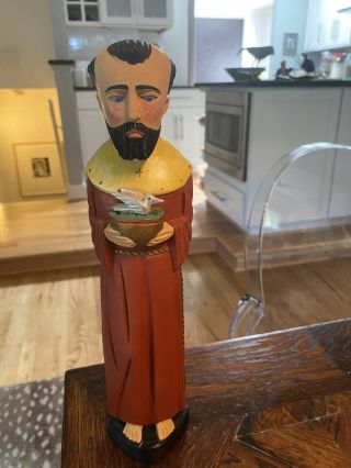 Hand Carved & Painted Wood St Francis Of Assisi Figure Santos