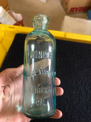 Vintage Monroe Cider & Vinegar Co.  Eureka Ca Light Green Tint Embossed Bottle