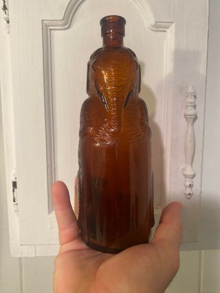 Scarce 1930s Old Sol Figural Elephant Bleach Bottle Amber Cork Top