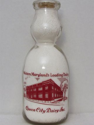 Trpqct Milk Bottle Queen City Dairy Inc Cumberland Md Allegany Co Cream Top Var3