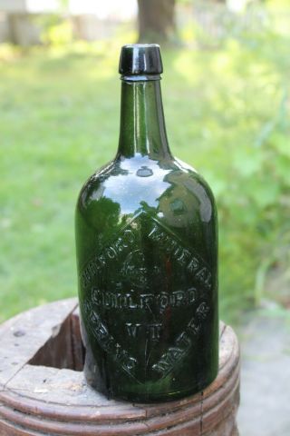 Guilford Vt Mineral Spring Water Bottle,  Green Glass,  No Chips (3)