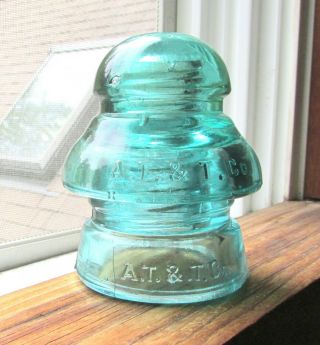 Aqua Cd 190/191 At&t Two Piece Transposition Style Glass Insulator