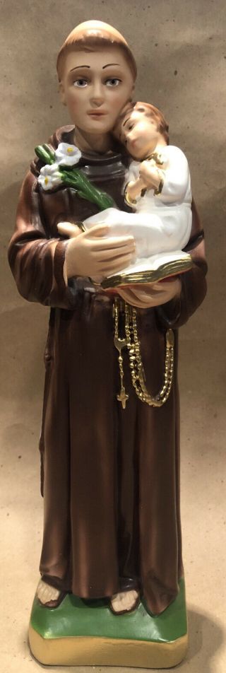 Vintage St Anthony Holding Baby Jesus Figurine Statue Made In Italy 13” Tall Nib