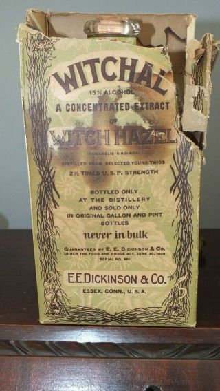 Early Witchal Box & Bottle Witch Hazel By E.  E.  Dickinson Essex,  Ct