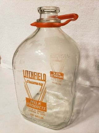 Vintage 1 Gallon Milk Bottle Litchfield Creamery Litchfield Illinois