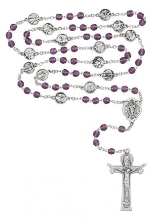 Purple,  Stations Of The Cross,  Rosary,  With A Velvet Rosary Pouch