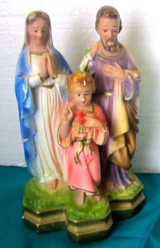 Lovely Vintage Plaster/chalkware Statue Of Holy Family - - Made In Italy - - 8 " Tall