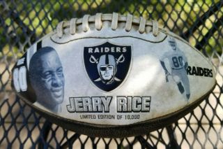 Nfl Raiders Jerry Rice 80 Mini Football Limited Edition Of 10,  000 Career Statis