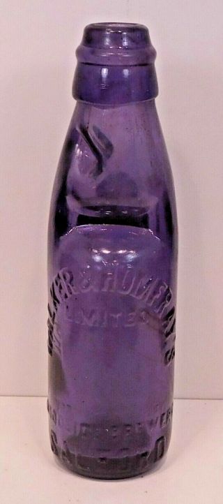 Small Purple - Amethyst Codd Soda Bottle W/ Marble - Walker & Homfray 
