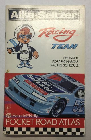 1990 Alka - Seltzer Nascar Racing Schedule Usa Pocket Road Atlas