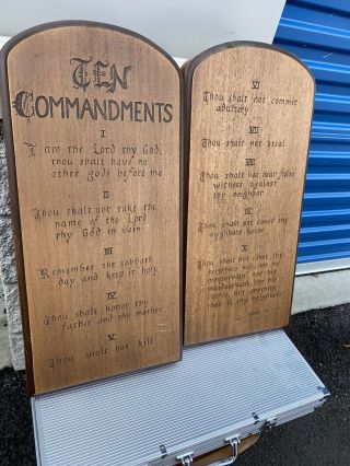 Vintage Ten (10) Commandments Wall Plaque Double Plastic Hanging Hg Hill
