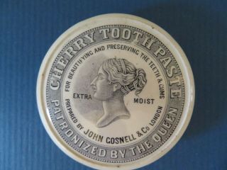 Queen Victoria Cherry Toothpaste Victorian Potlid John Gosnell & Co 1880s