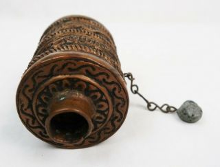Antique Tibetan Buddhist Handcrafted Hammered Snakes Copper Prayer Wheel 2