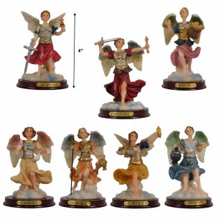Set Of All 7 Archangels 4 " Figurine,  Siete Arcangeles 4329