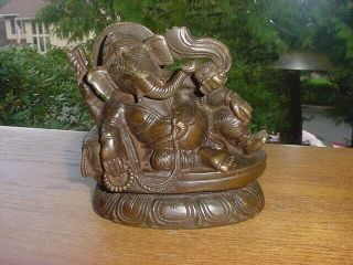 Vintage Bronze/brass Statue Of Hindu God Reclining Ganesh