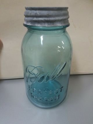 Lucky 13 Ball Perfect Mason Quart Jar With A Ball Zinc Lid Blue Version