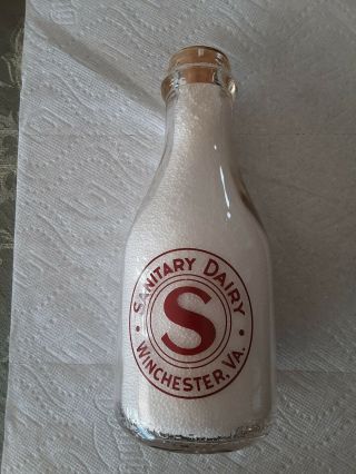 Winchester,  Va Milk Bottle - Sanitary Dairy Quart