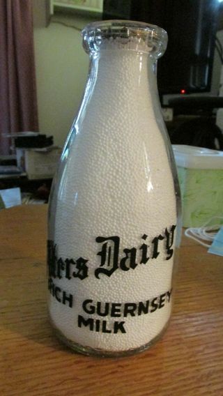 Michigan City,  Ind.  Peters Dairy Rpq Milk Bottle Indiana In Scarce