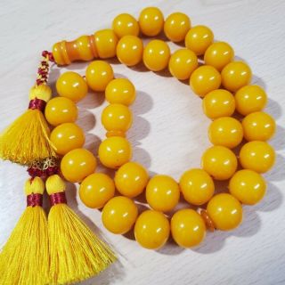 Big German 33 Amber Bakelite Yellow 33 Prayer Beads Komboloi Beads 116 Gram