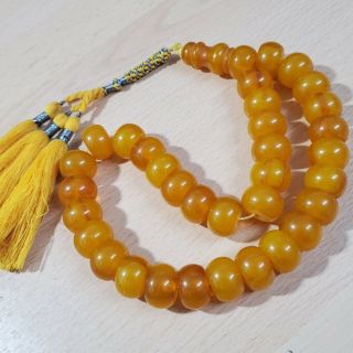 Big German 33 Amber Bakelite Yellow Prayer Beads Komboloi Beads فاتوران