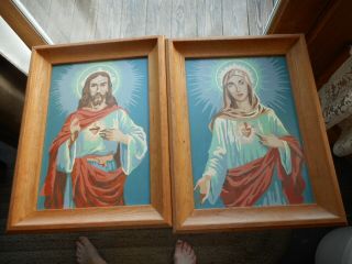 Set Of Vintage Jesus And Mary Paint By Numbers 17 In By 13 In