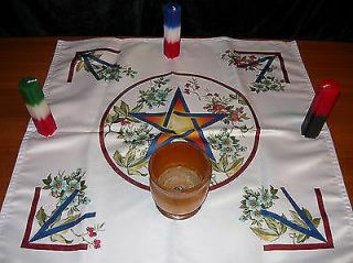 Wicca Altar Cloth Blooming Pentalpha
