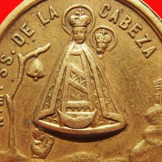 Large Blessed Virgin Mary Medal Old 19th Century Our Lady Of Cabeza Charm