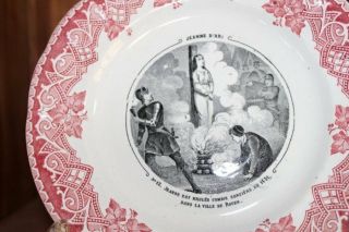 Antique French Religious Wall Plate,  Joan of Arc,  Longwy 3