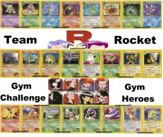 Pokemon Rare Card Gym Heroes,  Gym Challenge & Team Rocket Charizard Blastoise,