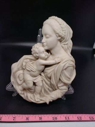 Valentino Italy Resin Holy Mother Mary Baby Jesus Wall Plaque Statue Figurine 3d