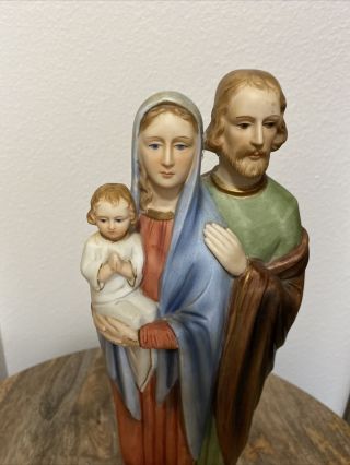 Vintage Holy Family Jesus Mary & Joseph Figurine Ceramic Statue 2