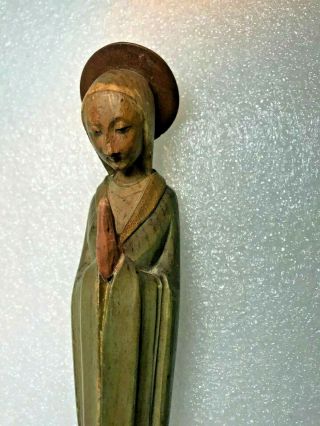 Vintage Anri Wood Carved Madonna Virgin Mary Statue 8.  5 "